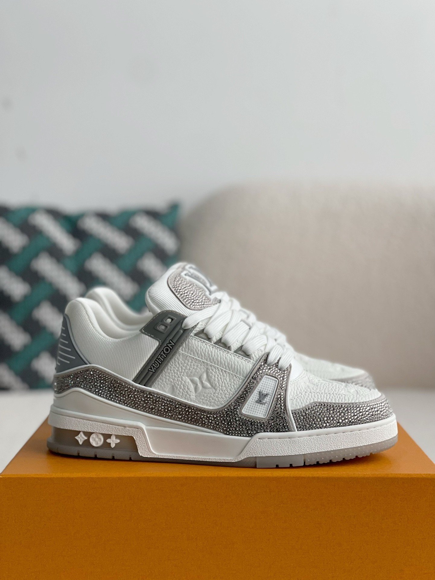 Louis Vuitton LV Trainer Sneaker 'Denim Monogram Grey Diamond' - Image 3