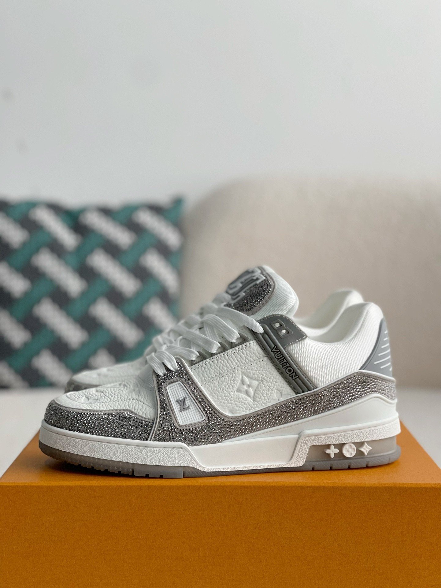 Louis Vuitton LV Trainer Sneaker 'Denim Monogram Grey Diamond' - Image 2