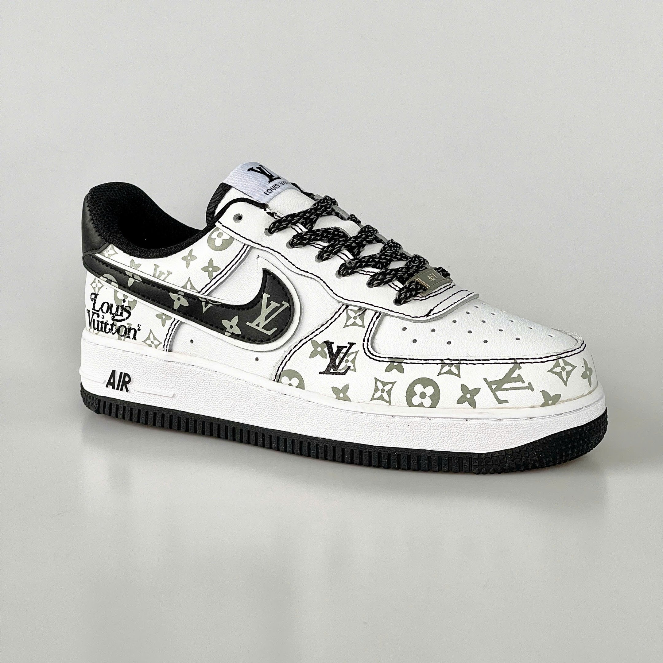 Louis Vuitton x Nike Air Force 1 Monogram Black Edition (Custom) - Image 3