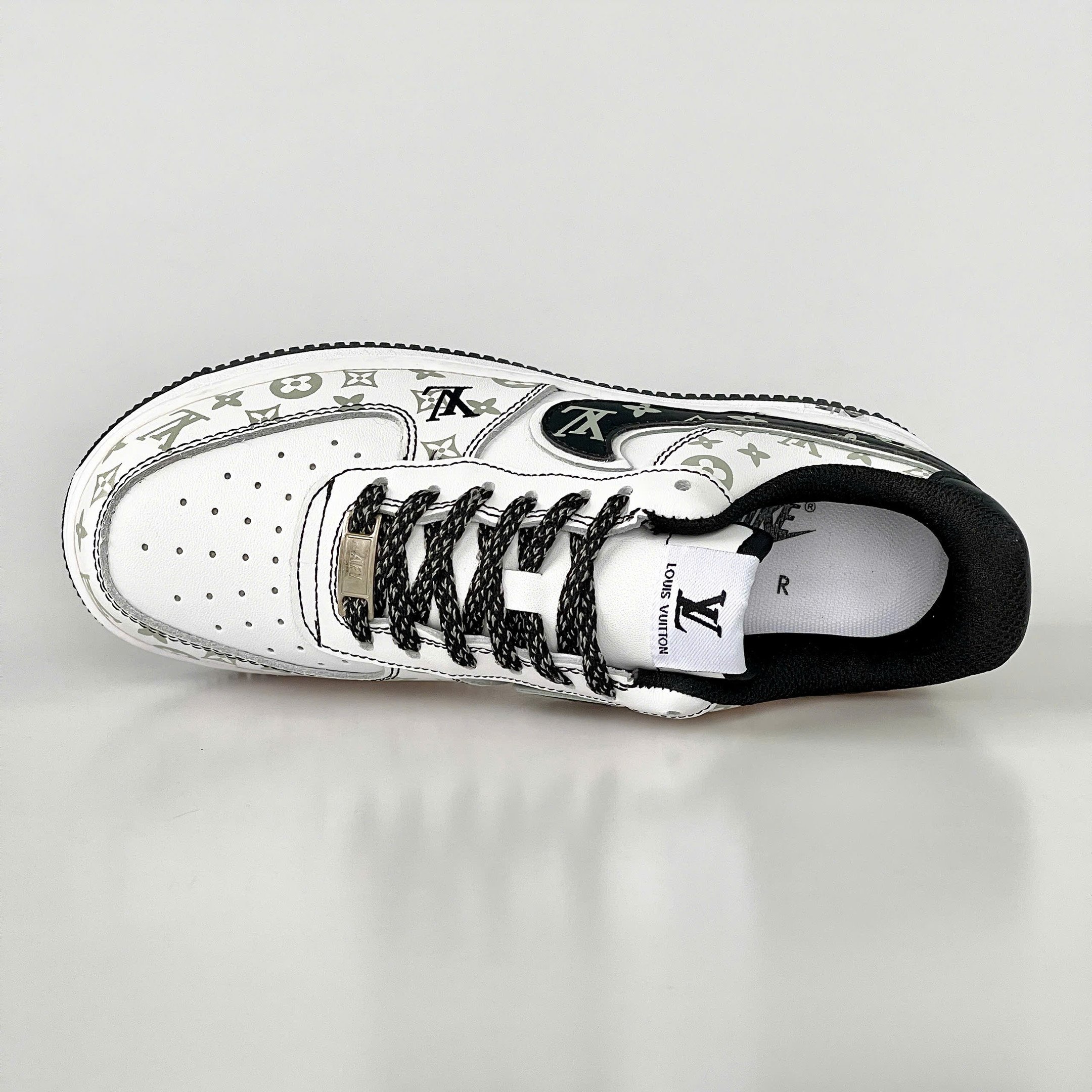 Louis Vuitton x Nike Air Force 1 Monogram Black Edition (Custom) - Image 5