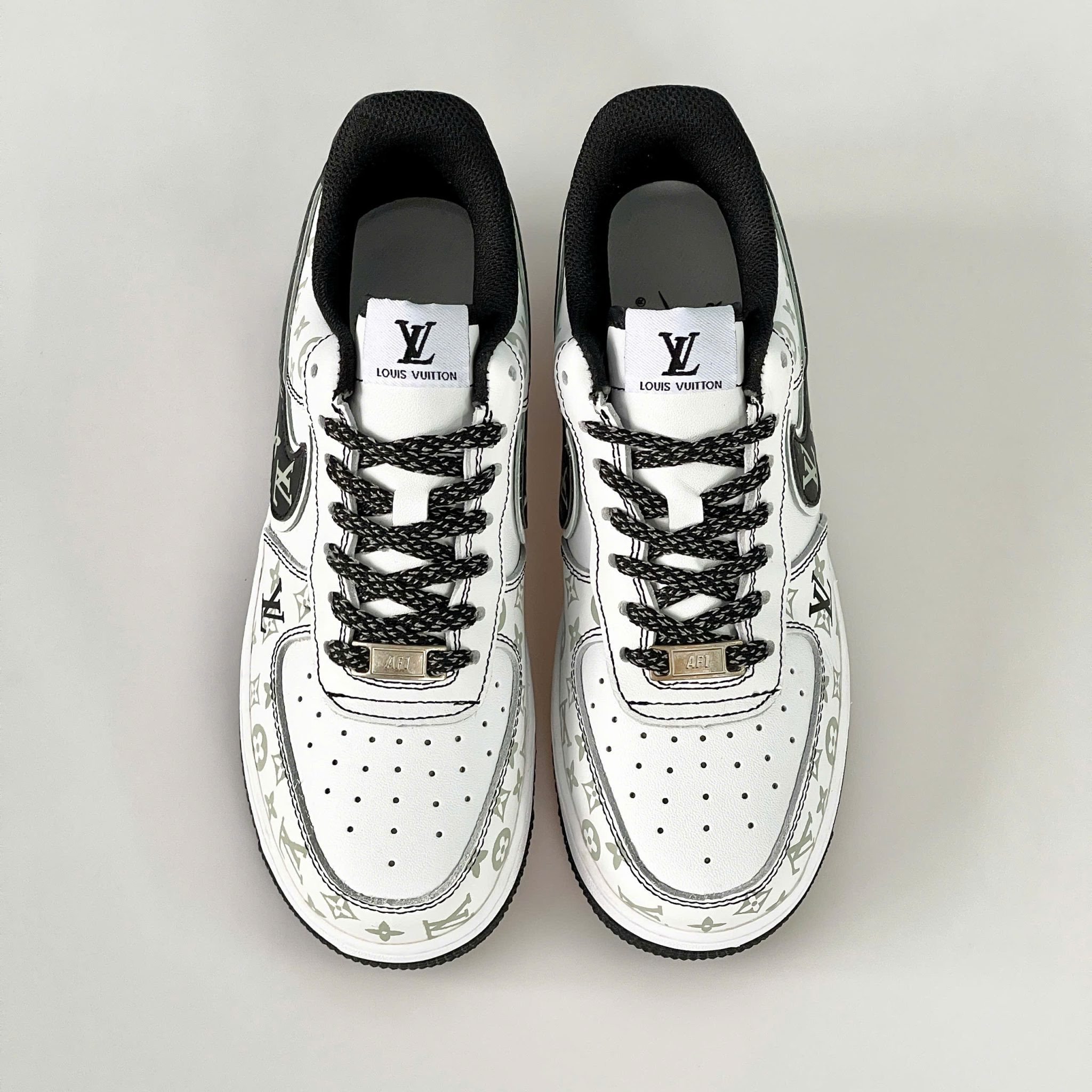 Louis Vuitton x Nike Air Force 1 Monogram Black Edition (Custom) - Image 8