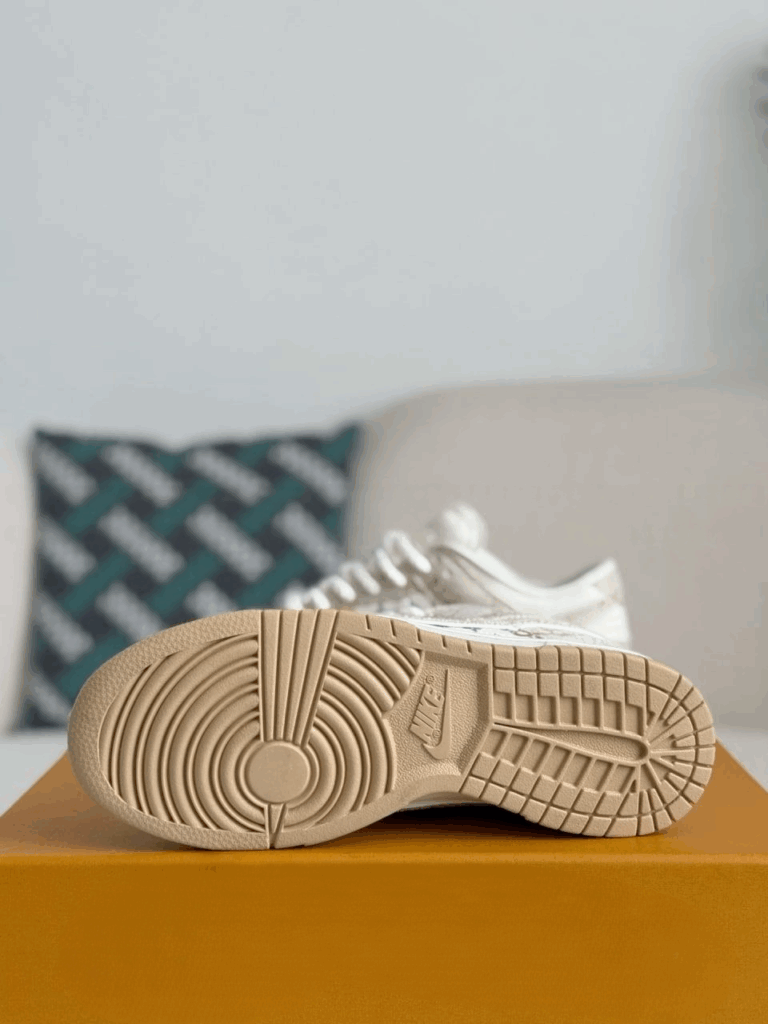 Nike Air Jordan 1 x LV Beige Monogram Edition (Dunk Low Custom) - Image 9