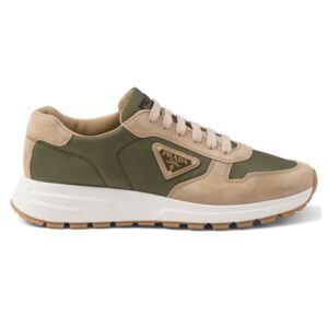 Prada Enamel-Triangle Leather Sneakers