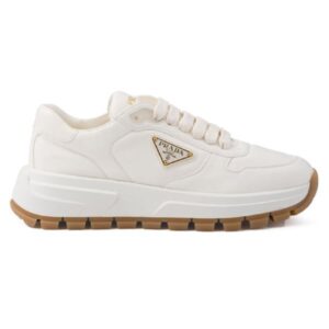 Prada Triangle-Logo Leather Sneakers